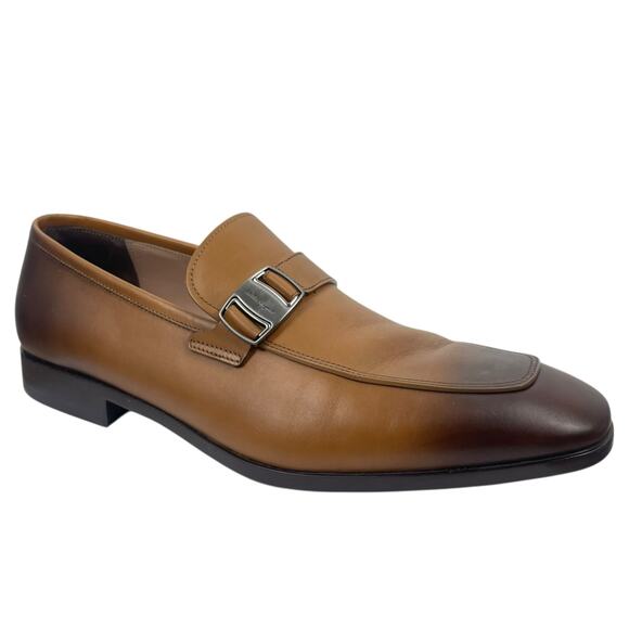 Salvatore Ferragamo Benson Burnished Side Buckle Leather Loafer Size 11E - Picture 2 of 13